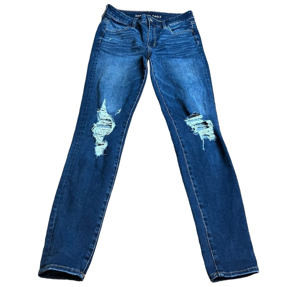 American Eagle High Rise Jeggings Dark Wash Size 8 Women Long